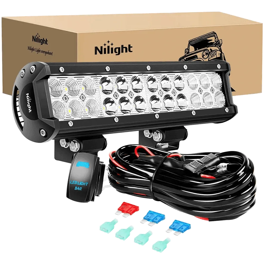 12 Inch 72W Double Row Spot Flood Led Light Bar | 16AWG Wire 5Pin Switch