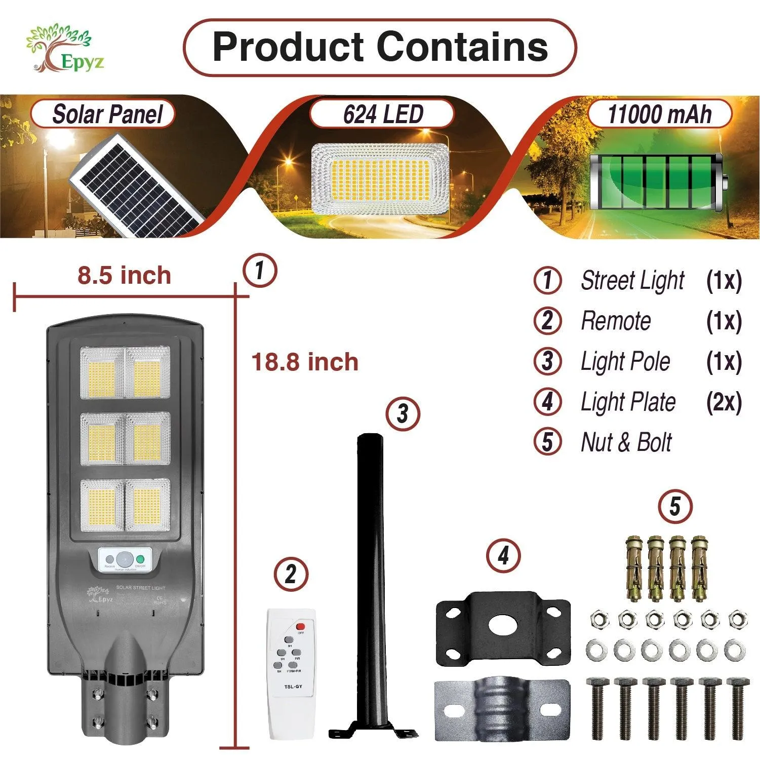 30 Watt Solar Street Lights ( Warm Light )