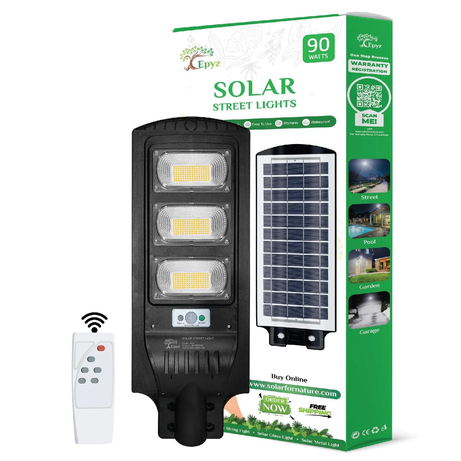 90 Watt Solar Street Lights  (Warm Light)
