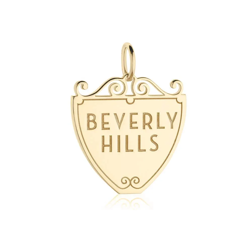 90210 Sign Charm Beverly Hills Los Angeles Gold