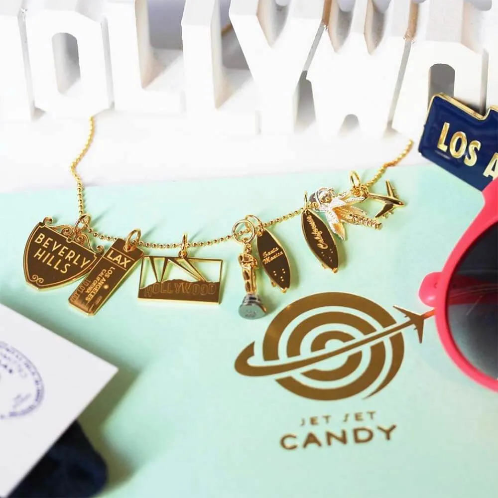 90210 Sign Charm Beverly Hills Los Angeles Gold