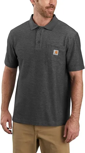 Carhartt Men's Big & Tall Loose Fit Midweight Short-Sleeve Pocket Polo, Carbon Heather