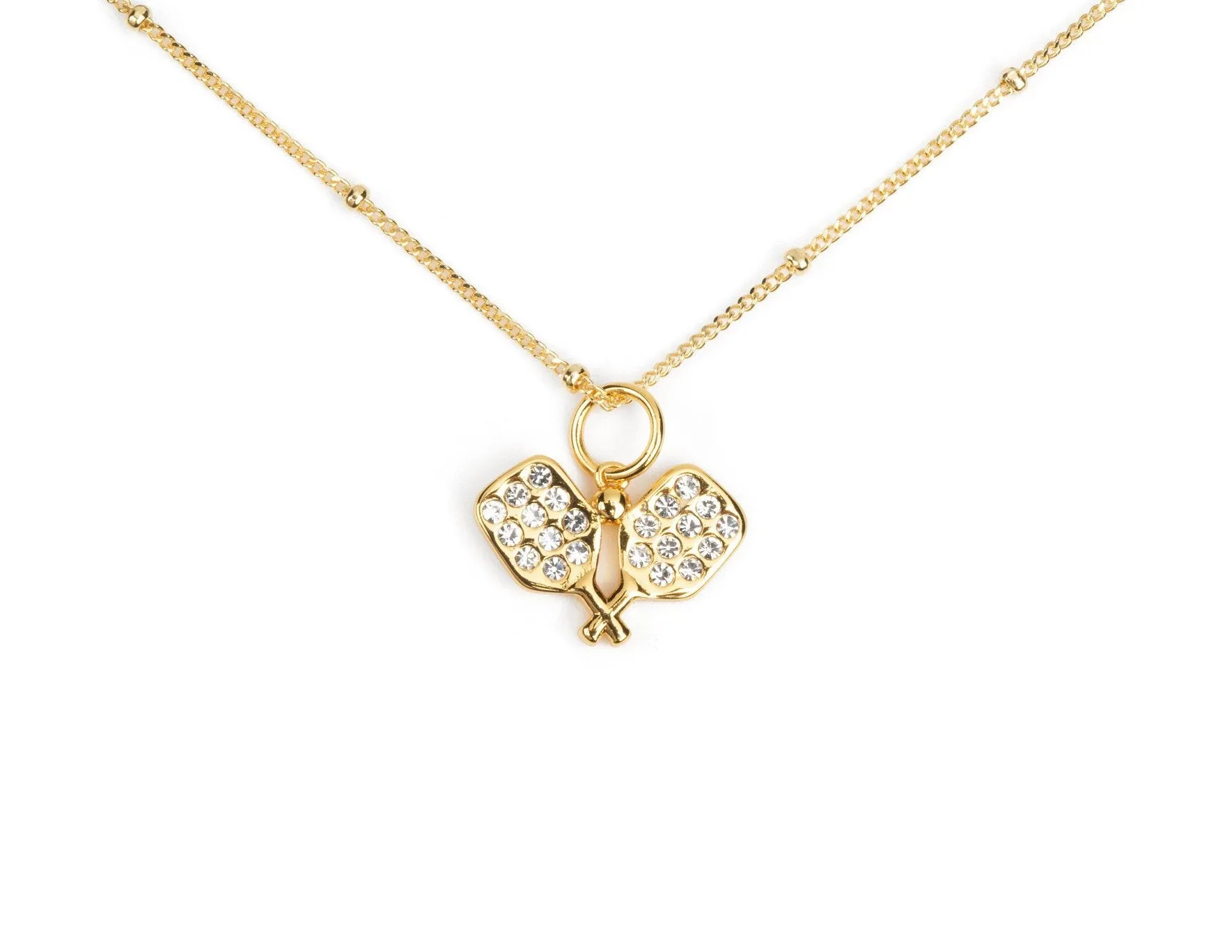 CC Sport Pavé Pickleball Charm Necklace - Gold