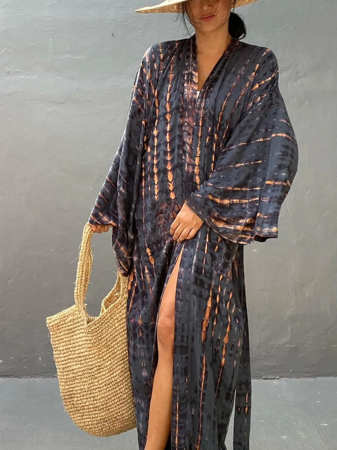 Chunoy Women Loose Open Front Long Beach Wear Cover Up Kimono Cardigan