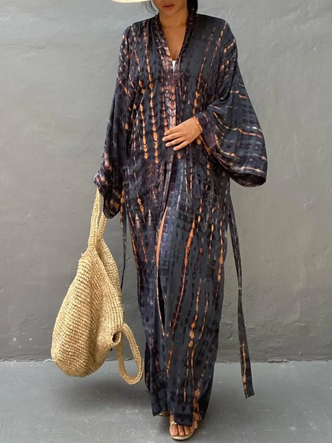 Chunoy Women Loose Open Front Long Beach Wear Cover Up Kimono Cardigan