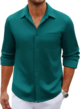 COOFANDY Men's Long Sleeve Wrinkle Free Shirt Casual Button Down Shirts Stretch Dress Shirt with Pocket
