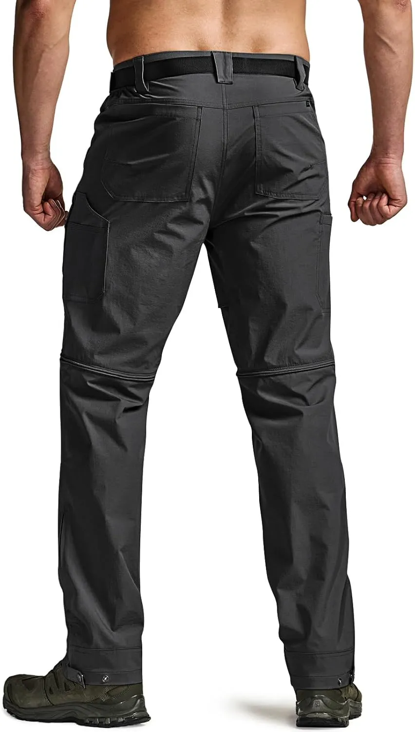 CQR Men's Convertible Cargo Tactical Pants, Water Resistant Outdoor Hiking Pants, Zip Off Lightweight Stretch Work Pants