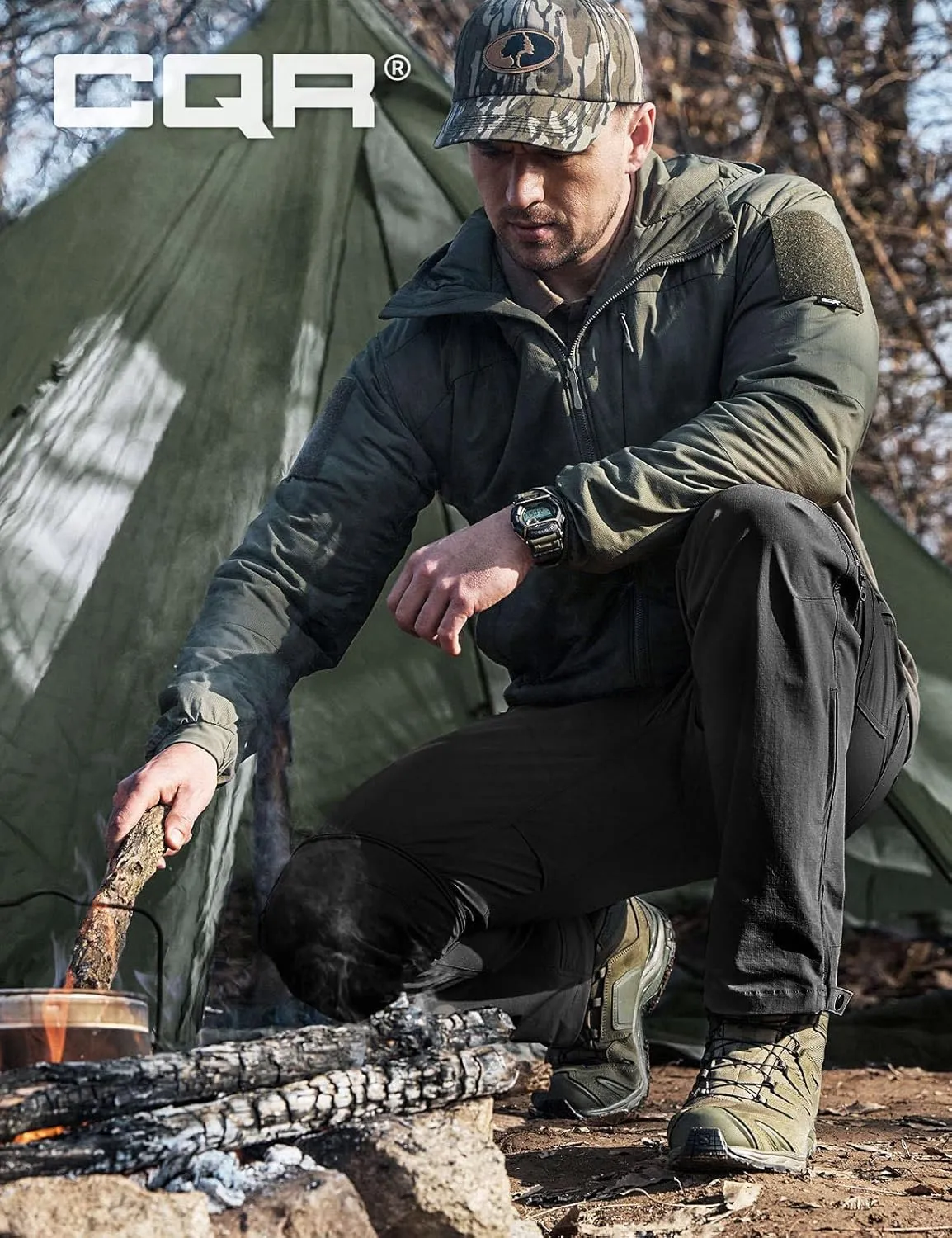 CQR Men's Convertible Cargo Tactical Pants, Water Resistant Outdoor Hiking Pants, Zip Off Lightweight Stretch Work Pants