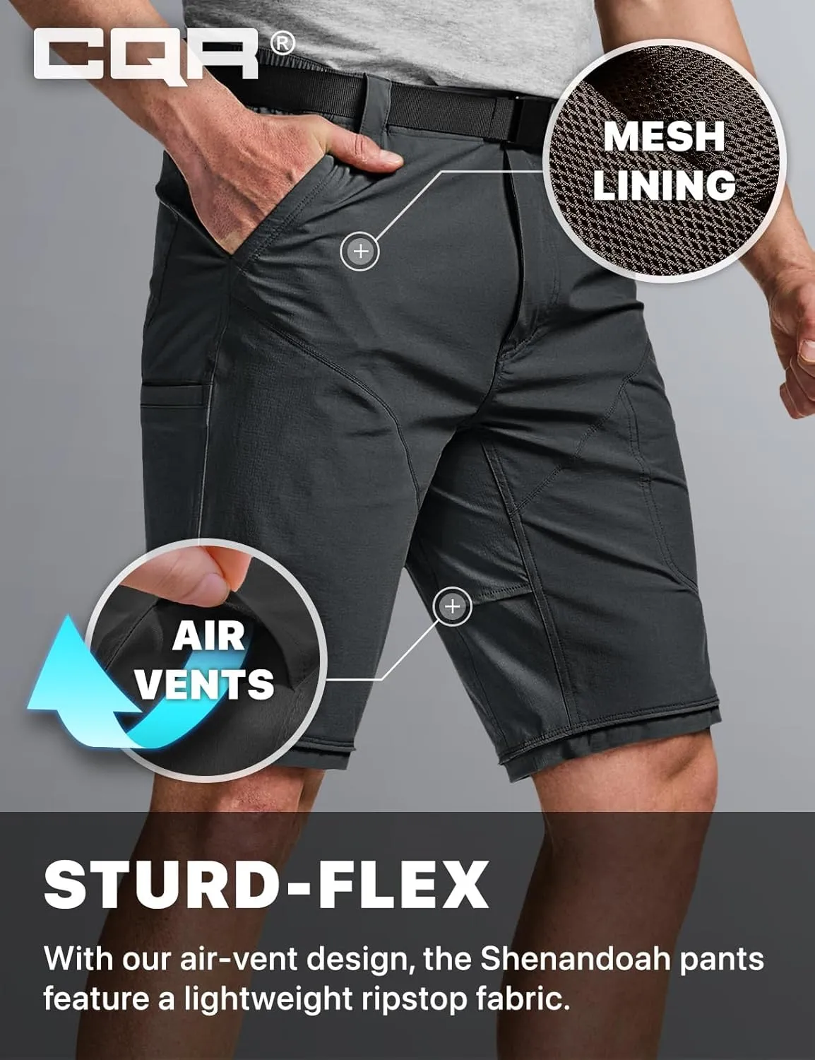 CQR Men's Convertible Cargo Tactical Pants, Water Resistant Outdoor Hiking Pants, Zip Off Lightweight Stretch Work Pants