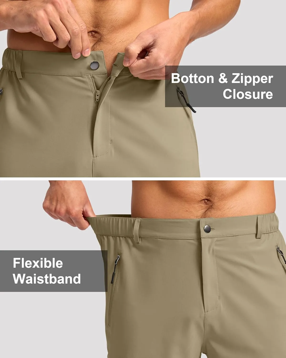 G Gradual Mens Hiking Cargo Shorts with 4 Zipper Pockets 9" Quick Dry Lightweight Casual Work Shorts for Men Golf Fishing