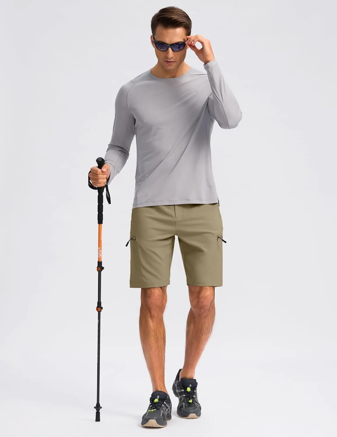 G Gradual Mens Hiking Cargo Shorts with 4 Zipper Pockets 9" Quick Dry Lightweight Casual Work Shorts for Men Golf Fishing