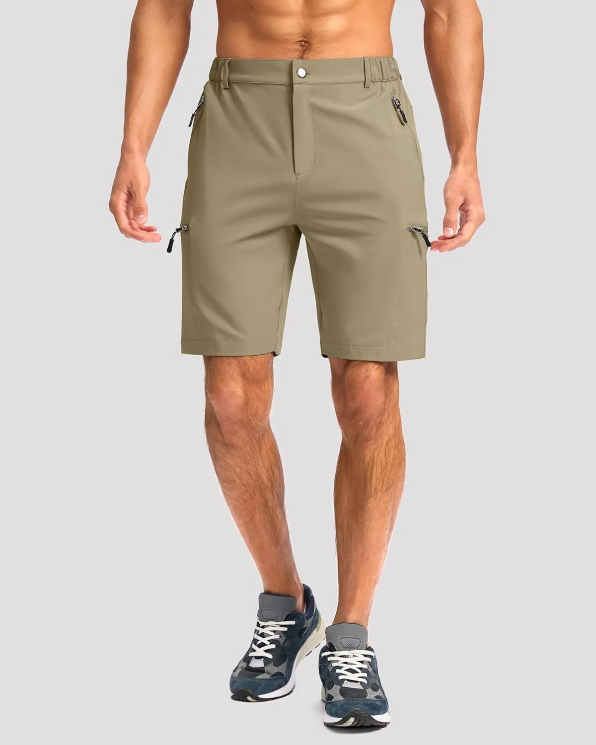G Gradual Mens Hiking Cargo Shorts with 4 Zipper Pockets 9" Quick Dry Lightweight Casual Work Shorts for Men Golf Fishing