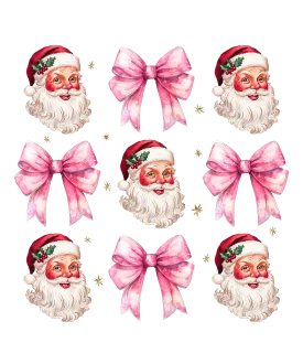 Heat transfer, Christmas santa and bow, press and peel, made to order