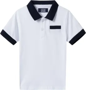 LittleSpring Boys Girls Polo Shirt School Uniform Short Sleeve Pique Polo T Shirt for Kids