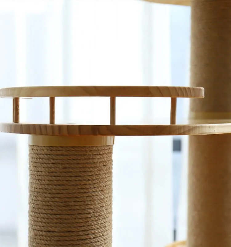 Luxury Space Capsule Woven Basket Cat Tree Tower