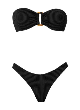 Melita Bandeau Bikini Curly Black