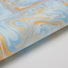 Paper Mirchi Hand Marbled Wrapping Paper Sheet Free Spirit Powder Blue