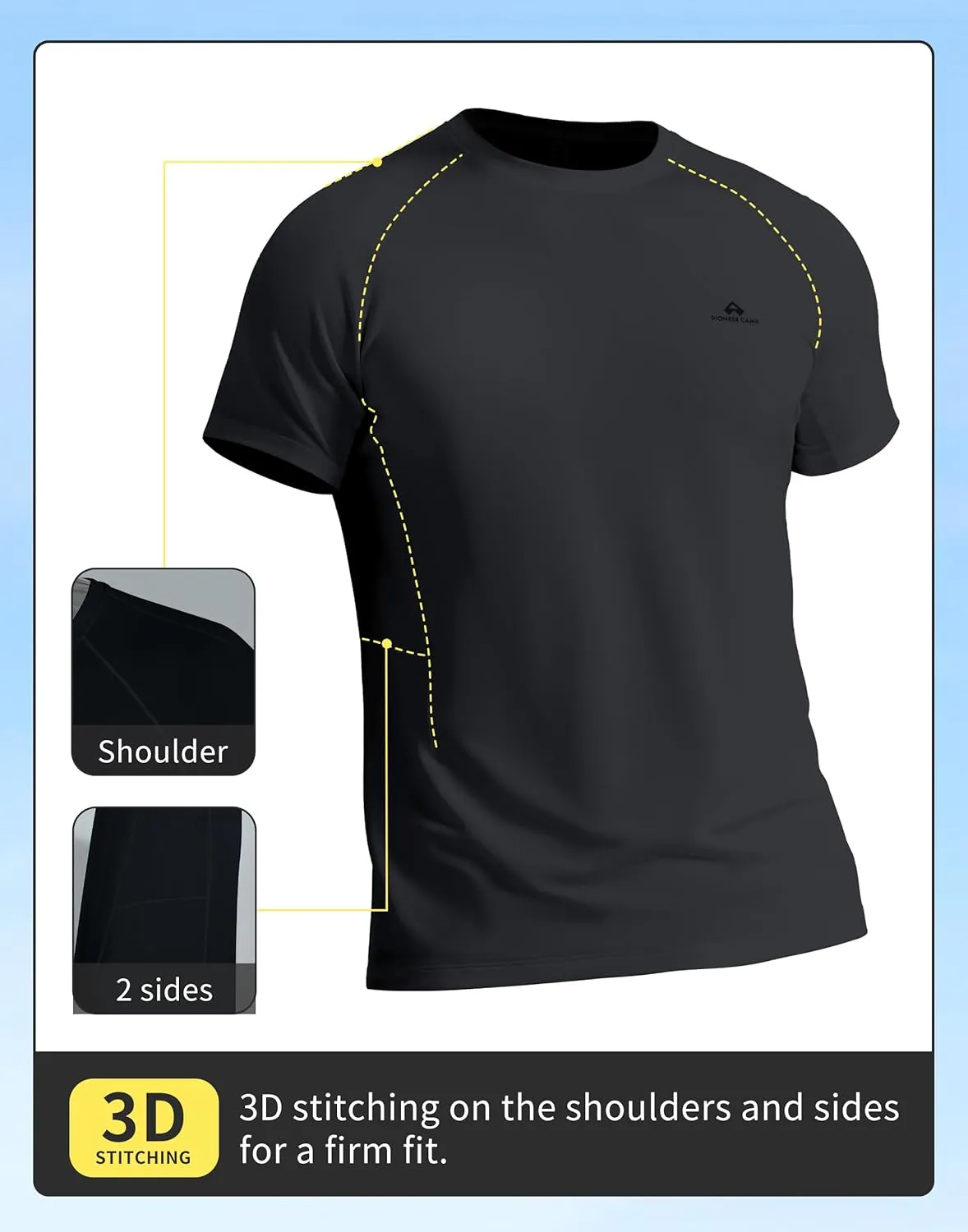 Pioneer Camp Mens Moisture Wicking Running Workout Shirt Performance Athletic T-Shirts UPF 50  Short Sleeve Active Gym Tops