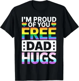 Rainbow Free Dad Hugs for LGBTQ Pride Month Trendy LGBT T-Shirt