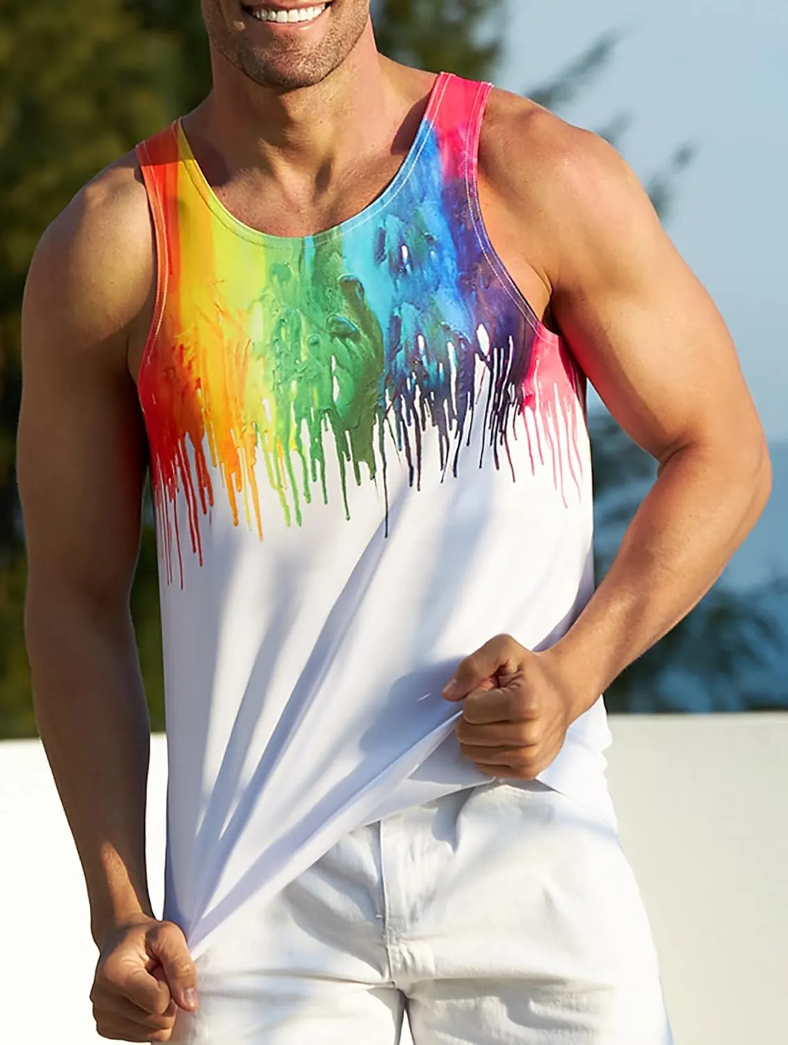 RAISEVERN Men's Tank Tops Summer Sleeveless Tee Cool Workout T-Shirts Beach Athletic Undershirts