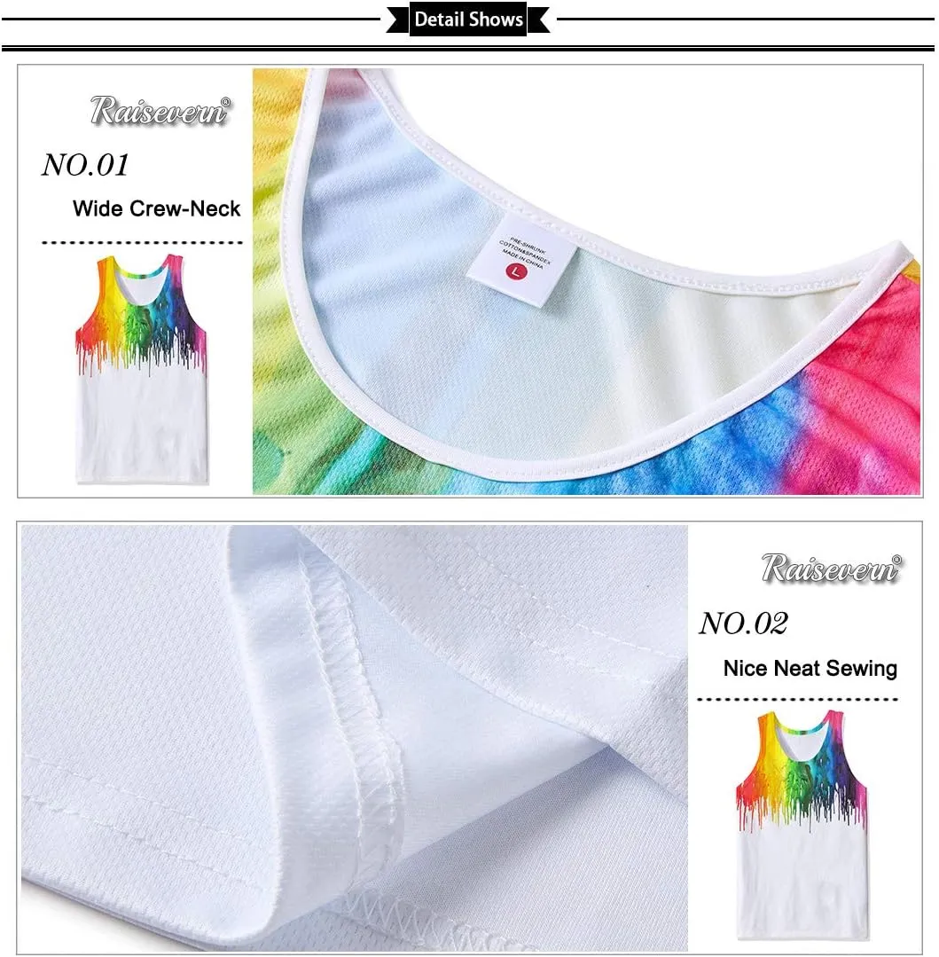 RAISEVERN Men's Tank Tops Summer Sleeveless Tee Cool Workout T-Shirts Beach Athletic Undershirts