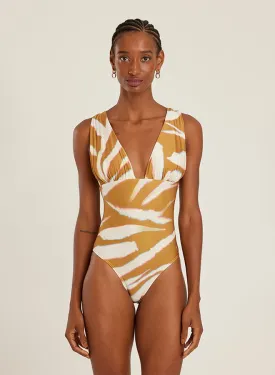 Ruched V Neck One Piece Oryx