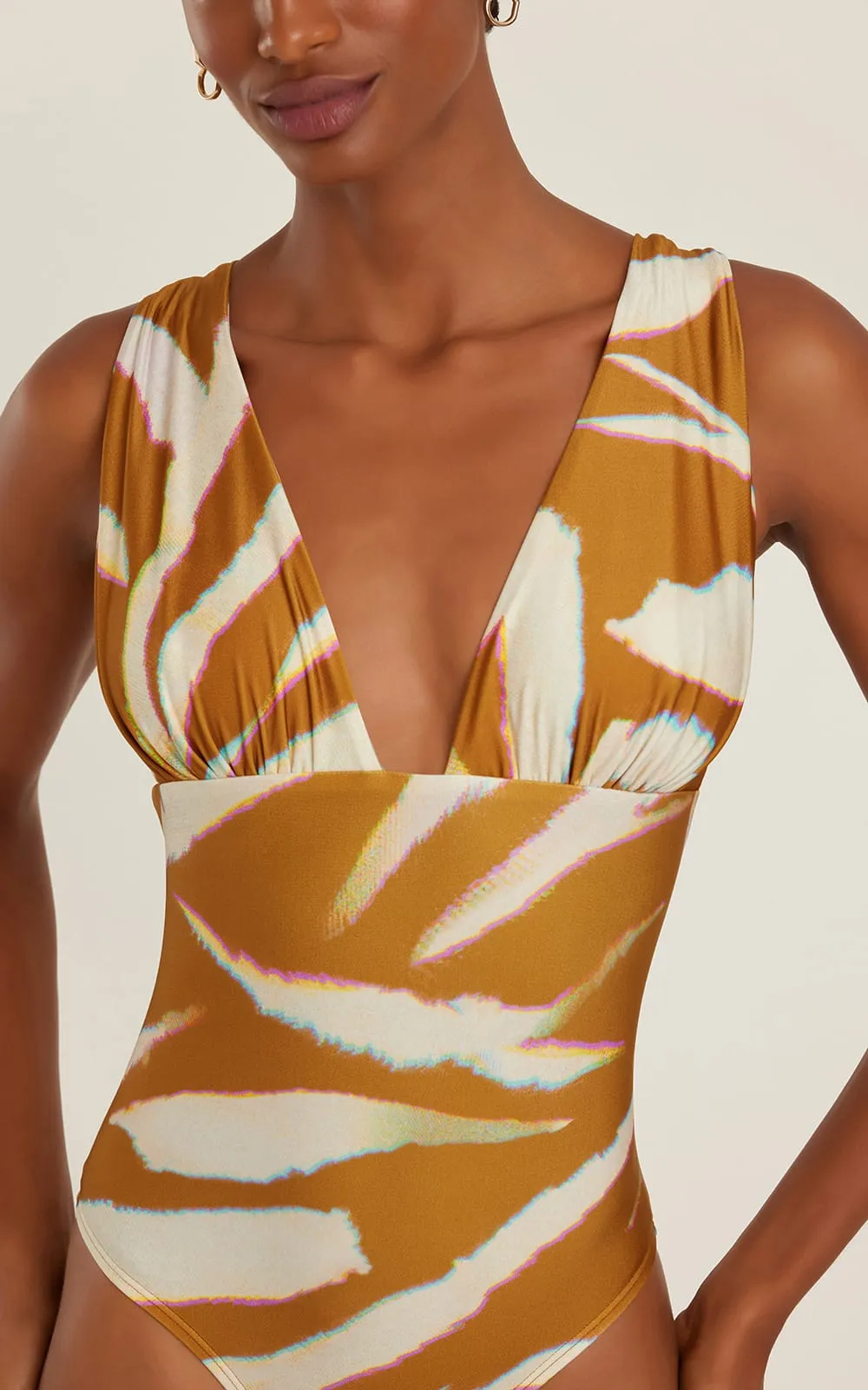 Ruched V Neck One Piece Oryx