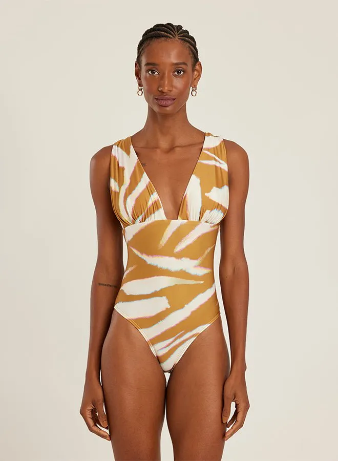 Ruched V Neck One Piece Oryx