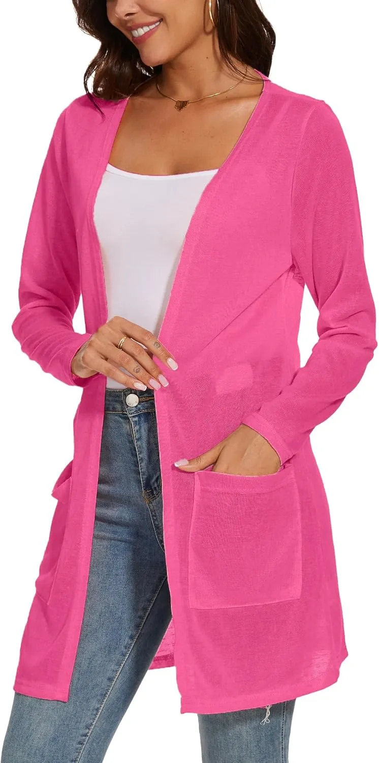 Spicy Sandia Sheer Summer Cardigans for Women Lightweight Open Front Long Sleeve Light Weight Duster Spring Trendy