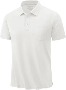 TACVASEN Mens Polo Golf Shirts with Pocket Pique Cooling Performance Moisture Wicking Polo Shirts