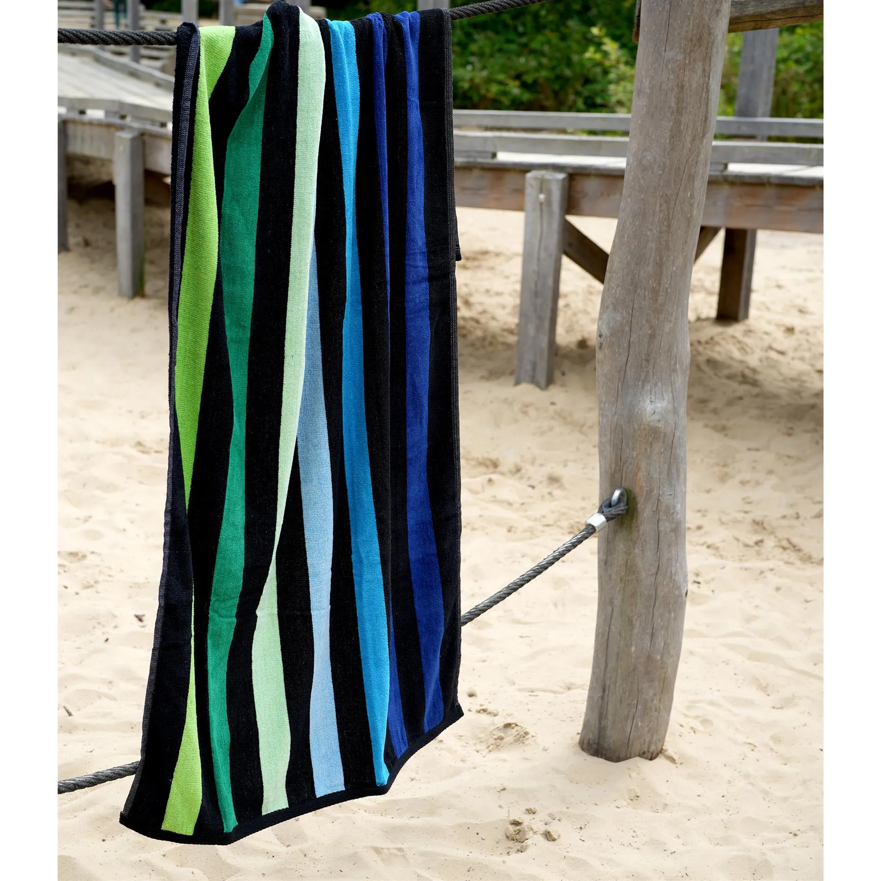 Velour Striped Beach Towel Blue Oasis