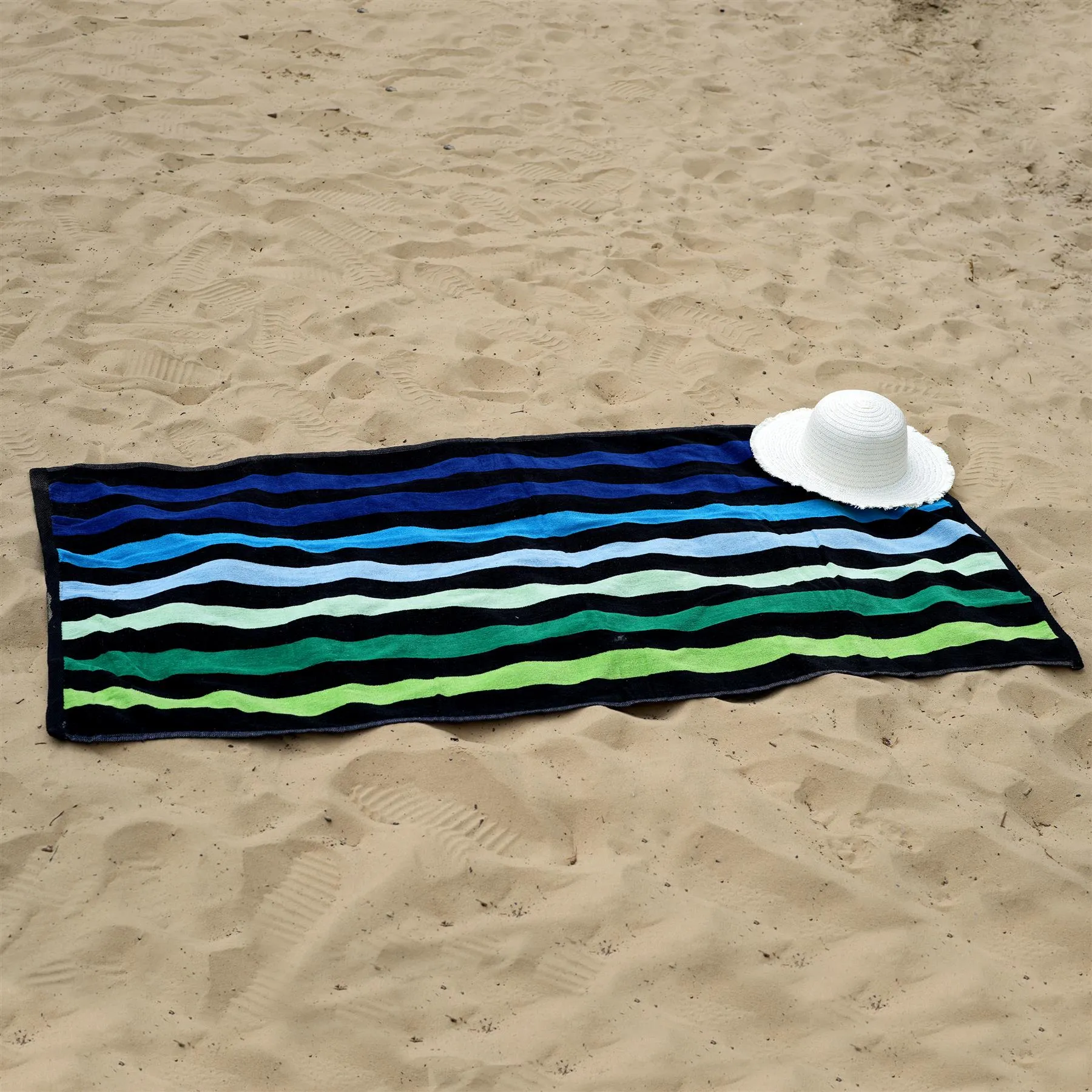 Velour Striped Beach Towel Blue Oasis