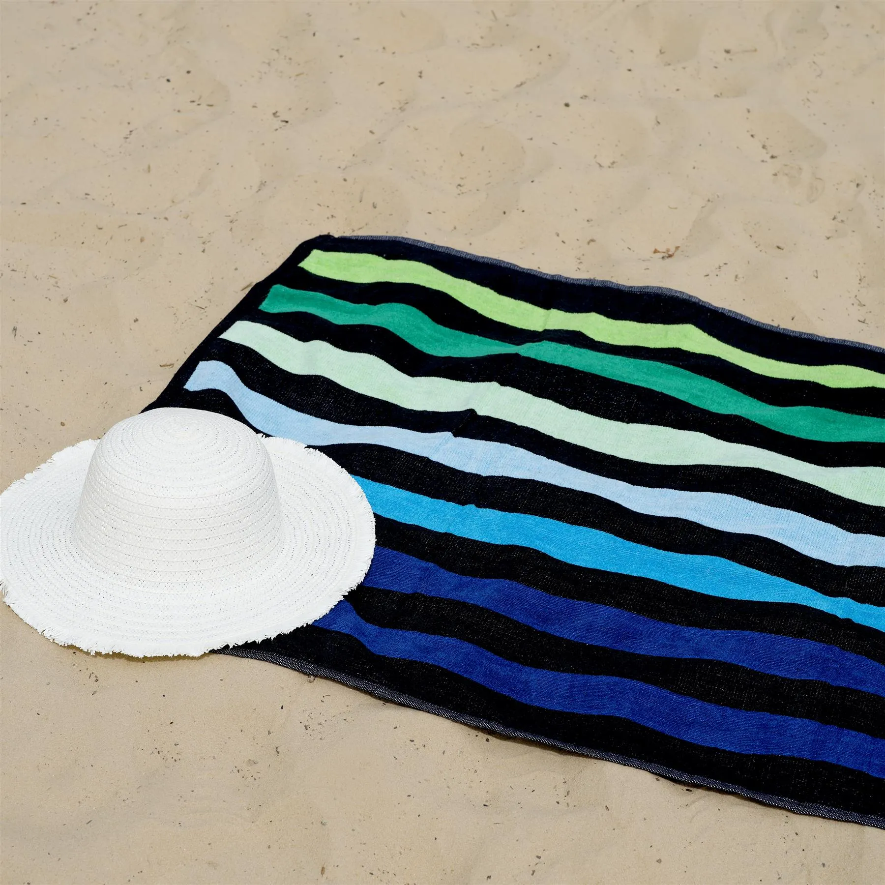 Velour Striped Beach Towel Blue Oasis