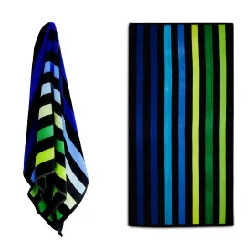 Velour Striped Beach Towel Blue Oasis