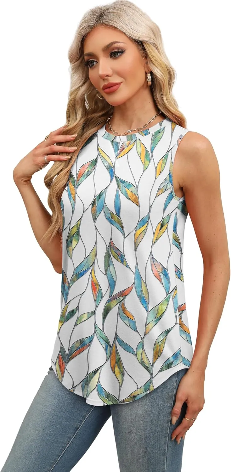 WEESO Womens Tank Tops Basic Casual Summer Trendy Crewneck Sleeveless Shirts Tops